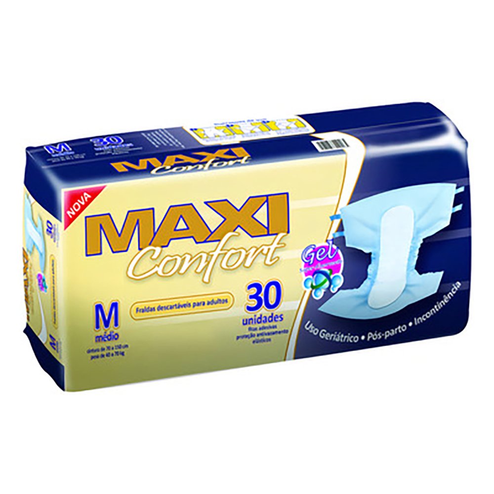 Fralda Geriátrica Maxi Confort Tamanho M 1X30