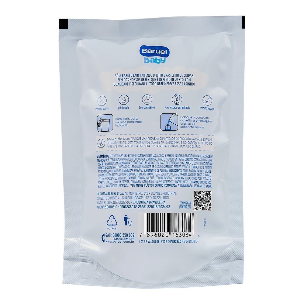 Sabonete Liquido Baruel Baby Pele Delicada Refil 210ml