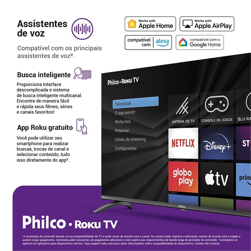 Smart TV LED Philco 40" PTV40M9GR2CGB Roku - Full HD, HDR, Dolby Audio, HDMI, USB, 60Hz