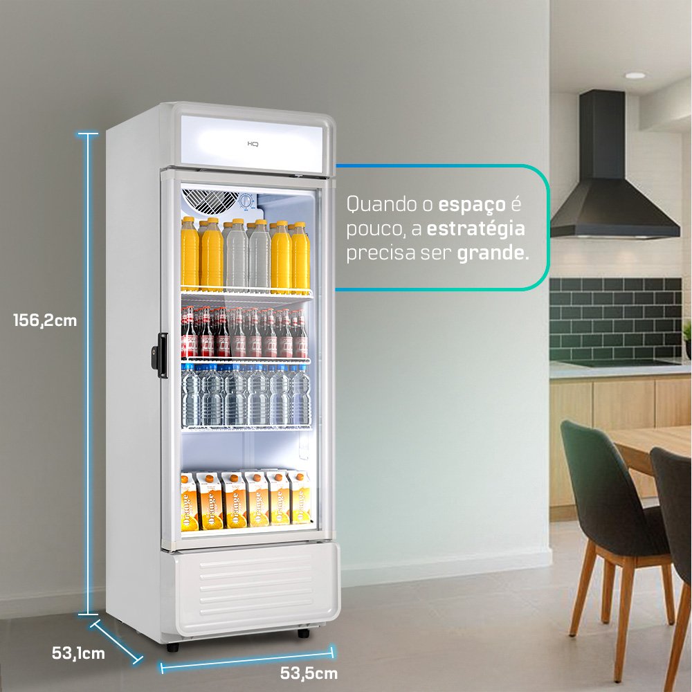 Refrigerador Expositor Vertical HQ 200 Litros Frost Free Branco HQ-200REVPVFF2 220V