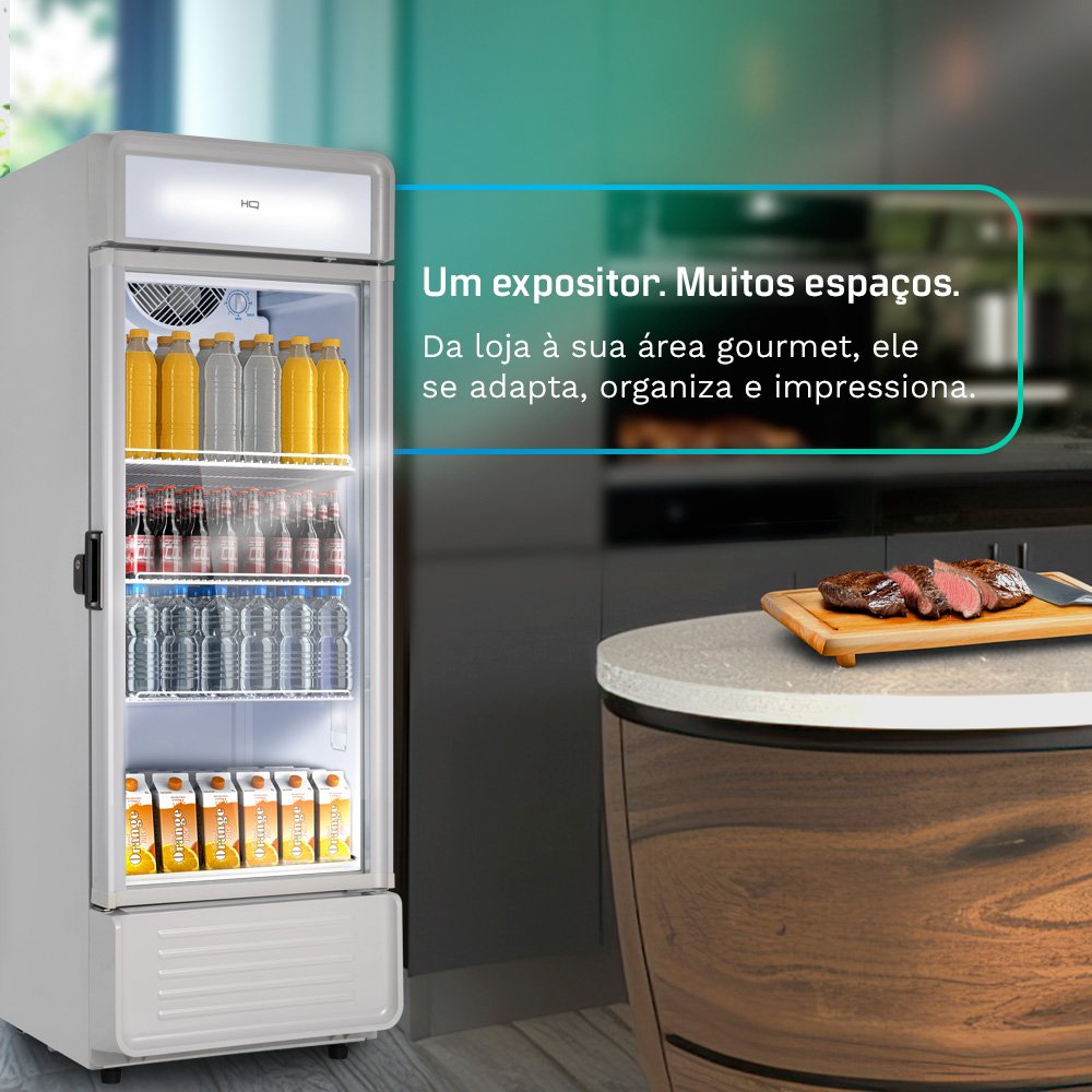 Refrigerador Expositor Vertical HQ 200 Litros Frost Free Branco HQ-200REVPVFF2 220V