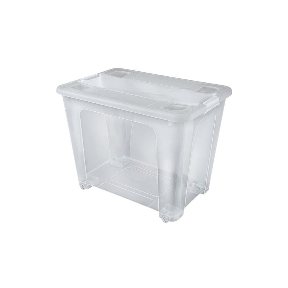 Caixa Organizadora Lig Brink Transparente Tampa Com Trava E Rodinha 57 Litros Ref 3045