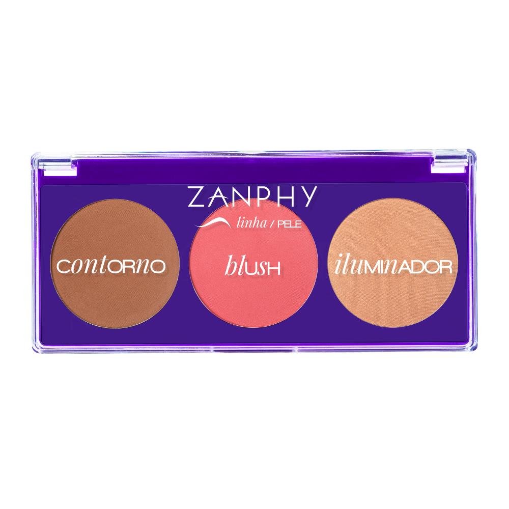 Paleta Trio - Contorno/Blush/Iluminador Zanphy 15G
