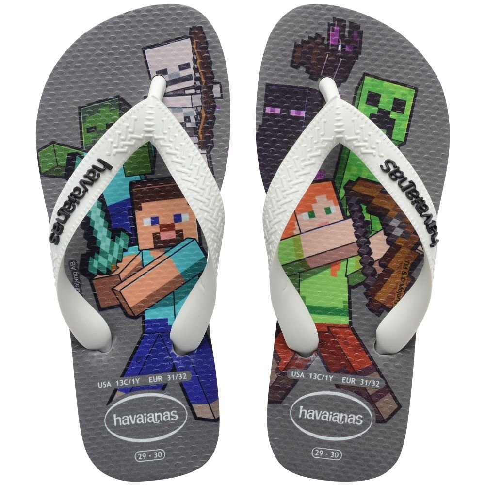 HAVAIANAS KIDS MINECRAFT CINZA ACO/BRANCO 33/4