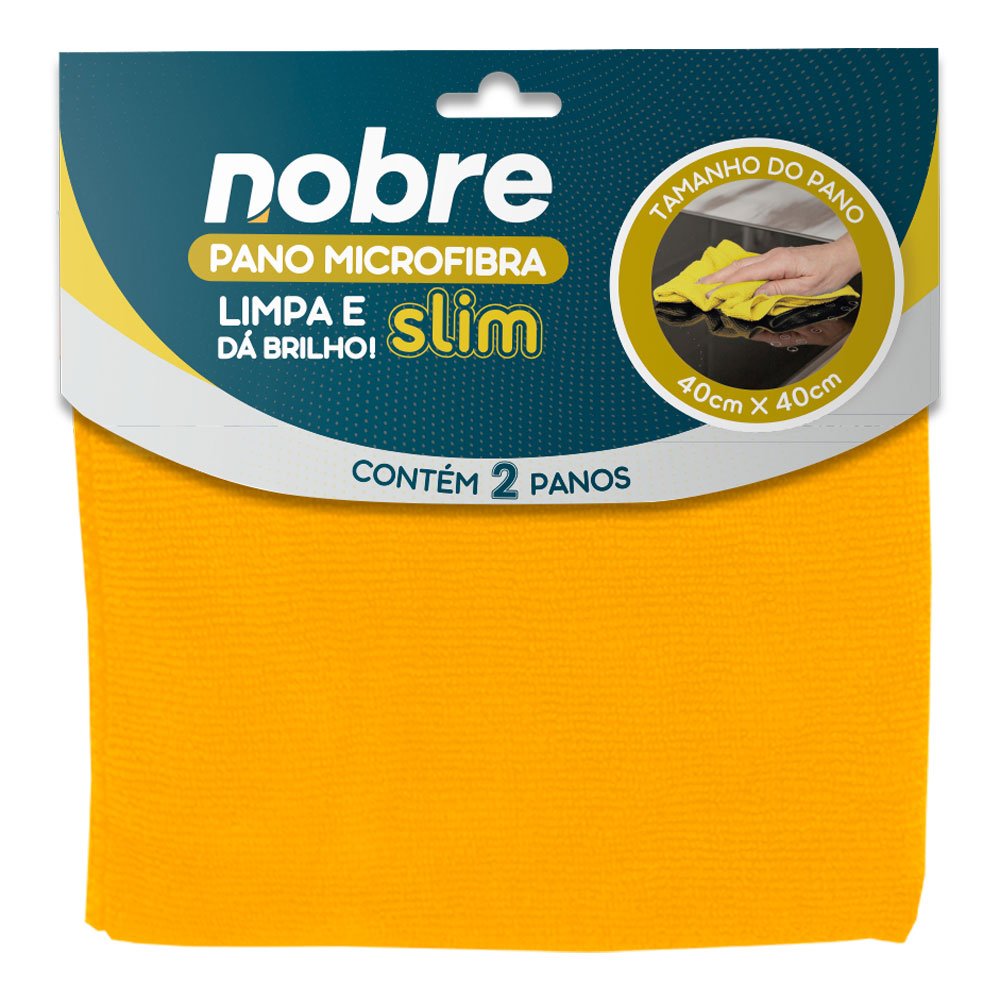 Pano De Microfibra 40 x 40 CM Pacote Com 2 Unidades Amarelo Slim Nobre