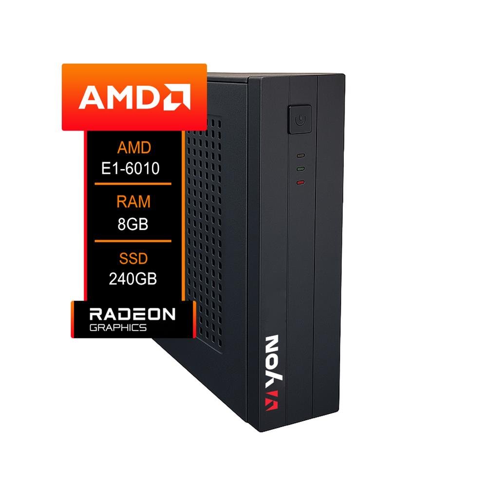 Pc Yon Itx Amd E1-6010, A68n2100k, Ssd Sata 240G, 8Gb Ddr3