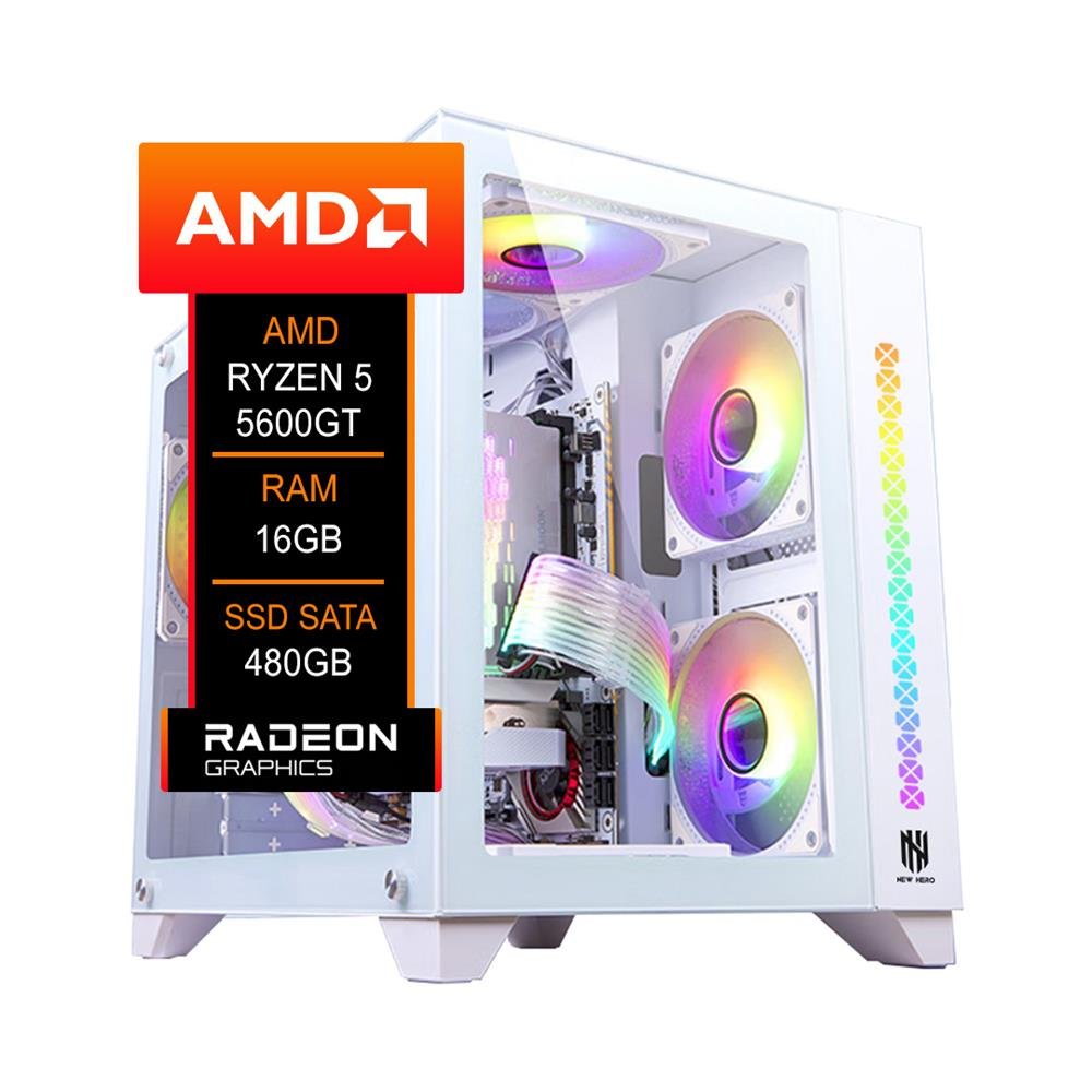 PC Gamer YON Ryzen 5 5600GT, B550M Aorus Elite DDR4, 16GB, SSD 480GB, Branco
