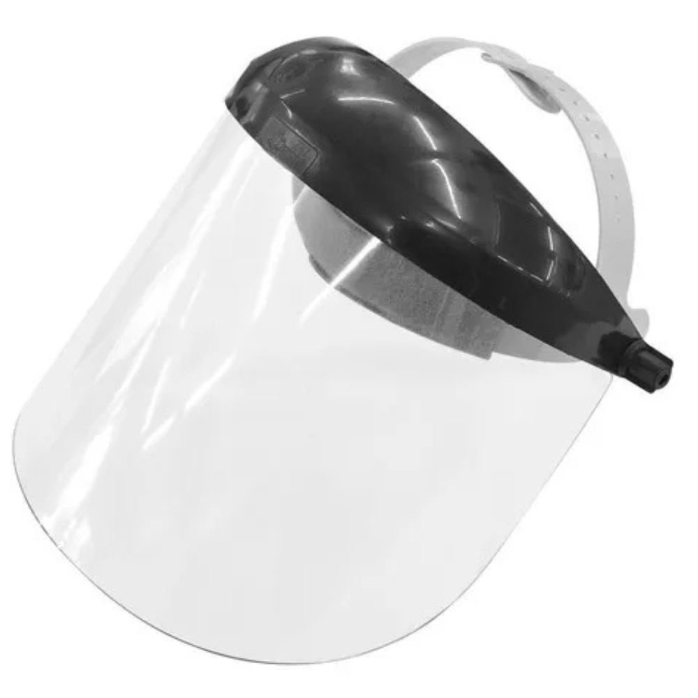 Protetor Facial Máscara Lente Incolor com Suspensão Cor Preto - Plastcor