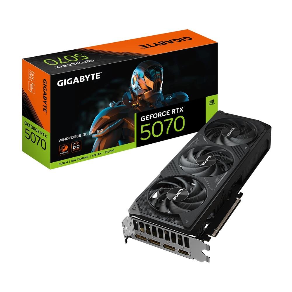 Placa De Vídeo Gigabyte Geforce Rtx5070 Windforce Oc Sff, 12Gb, 192 -Bits, Gddr7, Ray Tracing, Dlss