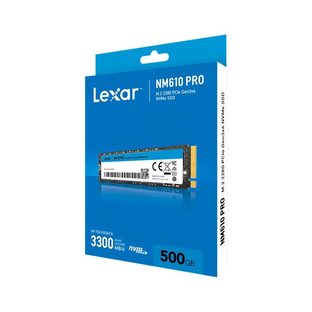 SSD Lexar NM610 Pro, 500GB, M.2 NVMe 2280, Leitura 3300MB/s e Gravação 1700MB/s