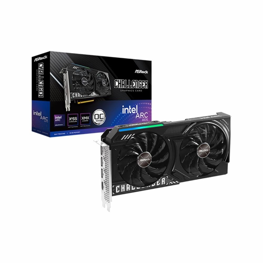 Placa De Vídeo ASRock Intel Arc B570 Challenger OC, 10GB, GDDR6, XeSS, Ray Tracing