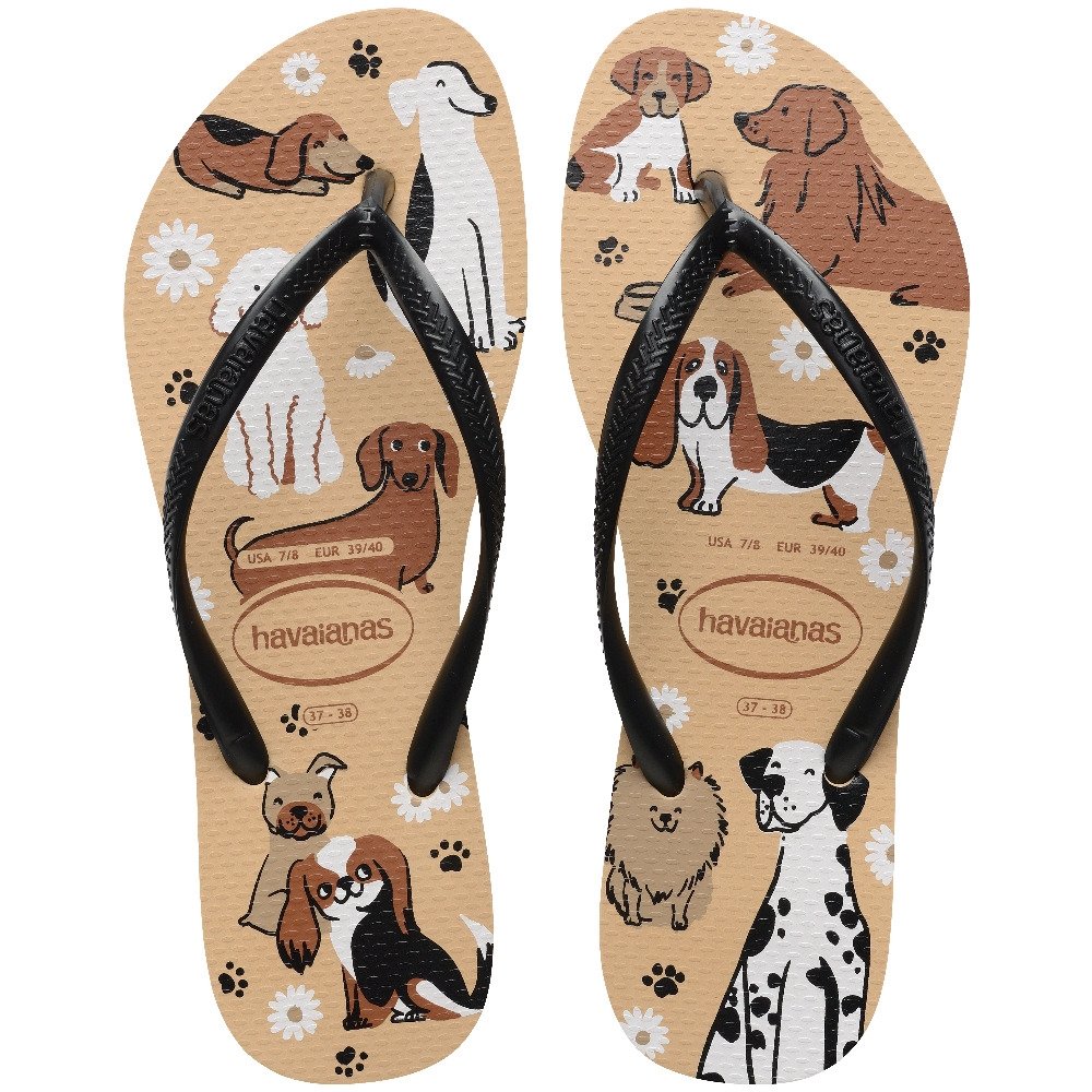 Havaianas Slim Pets Bege/Preto/Branco 23/4