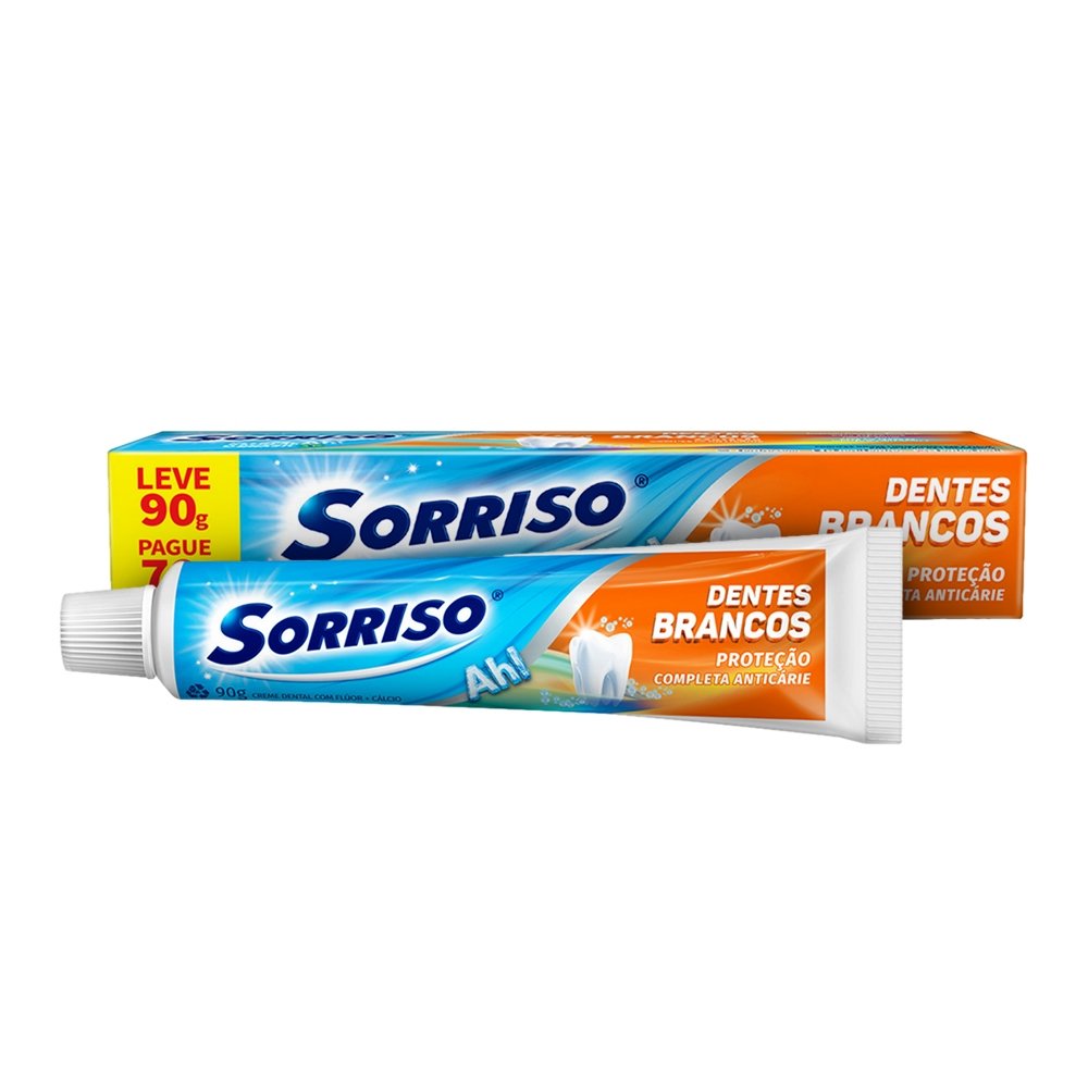 Creme Dental Sorriso Dentes Brancos 90g - Embalagem com 12 Unidades - Leve 90g Pague 70g