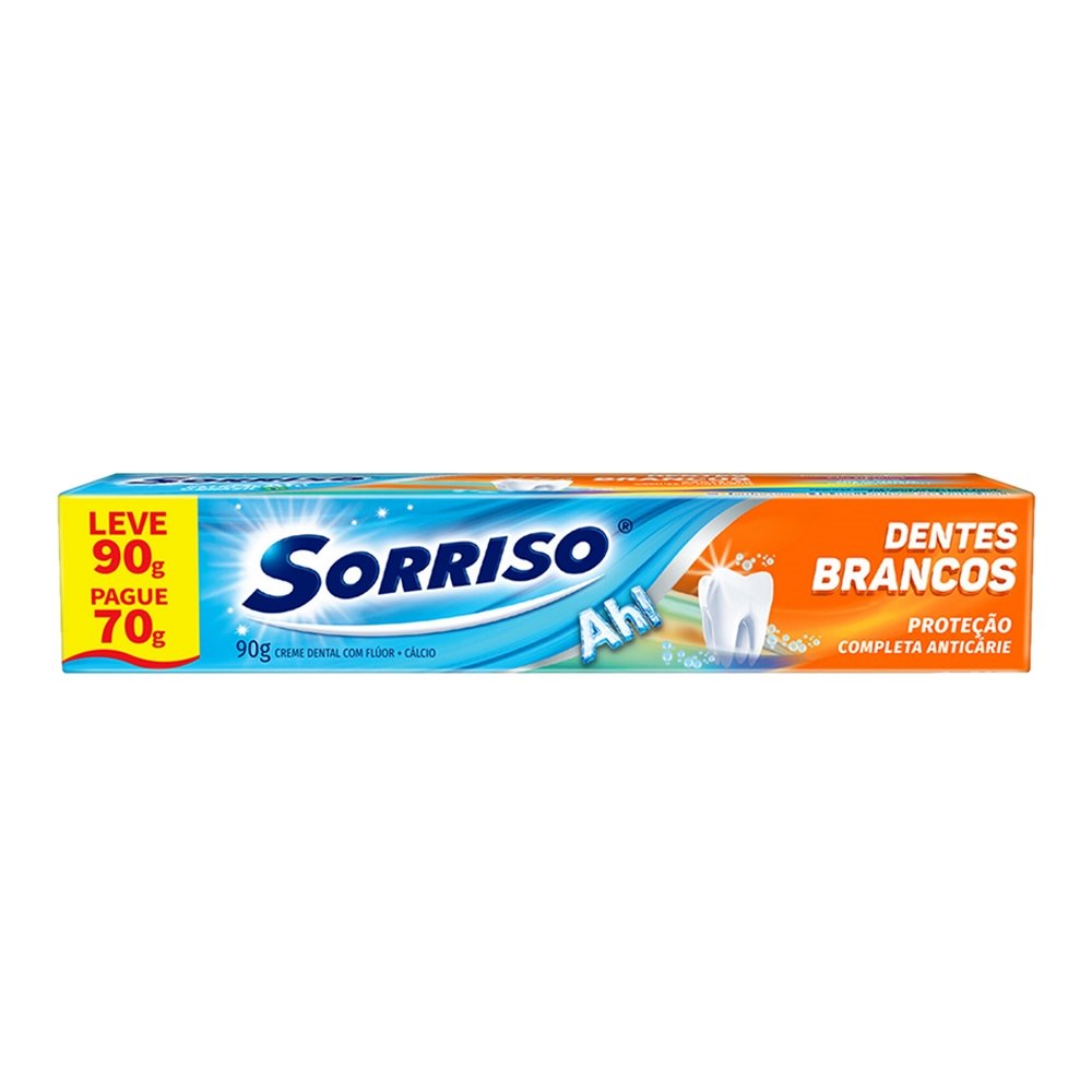 Creme Dental Sorriso Dentes Brancos 90g - Embalagem com 12 Unidades - Leve 90g Pague 70g