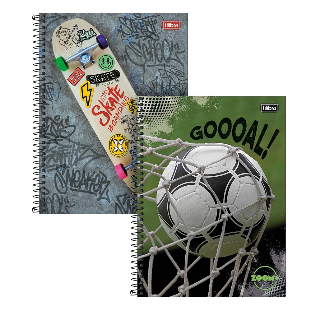 Caderno Espiral Tilibra Universitário Capa Dura 20 Matérias Zoom+ Masculino - Embalagem com 2 Unidades (Sortido)