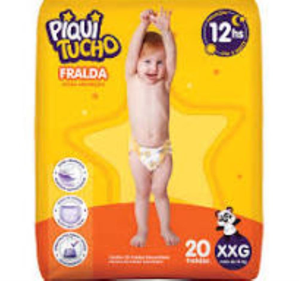 Fralda Descartável Infantil Piquitucho Mega Xxg Com 20 Unidades