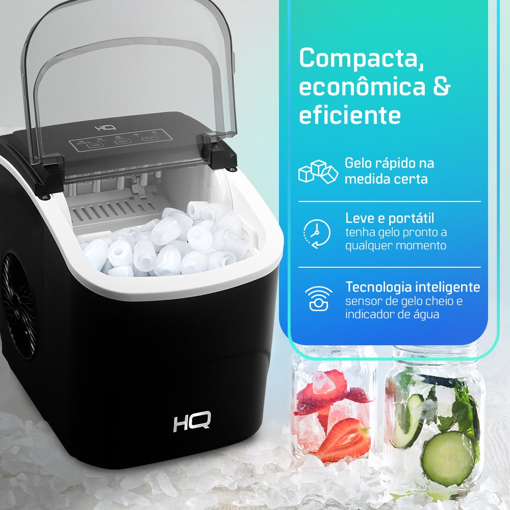Máquina de Gelo HQ 12kg Turbo Ice Premium HQ-MG12KGDP1 127V