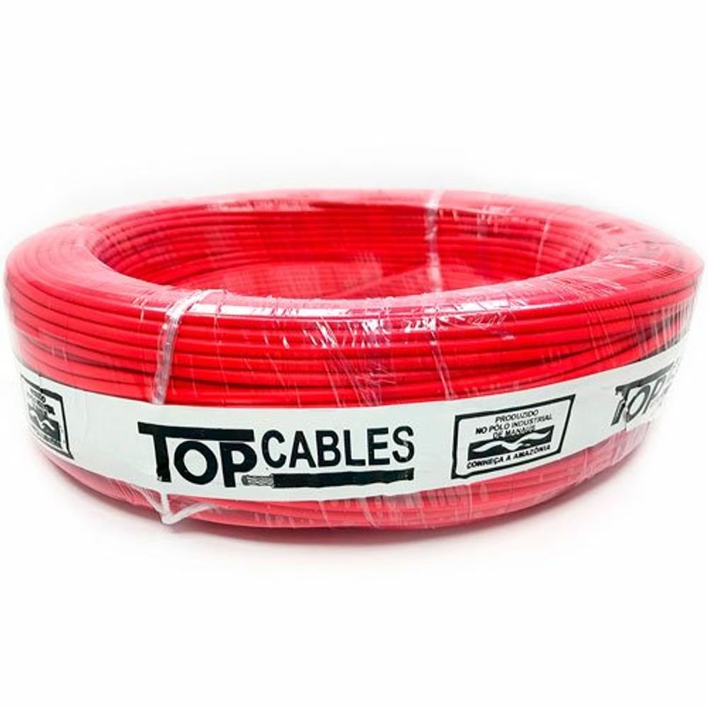 Cabo Elétrico 6 Mm Vermelho Peça Com 100 Metros Top Cables