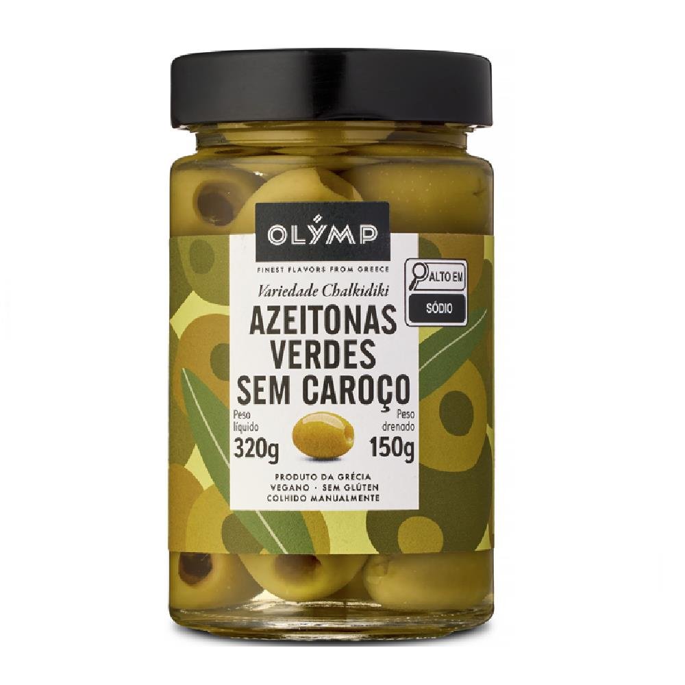 Azeitonas Verdes Sem Caroço Olymp tamanho mamute 150g