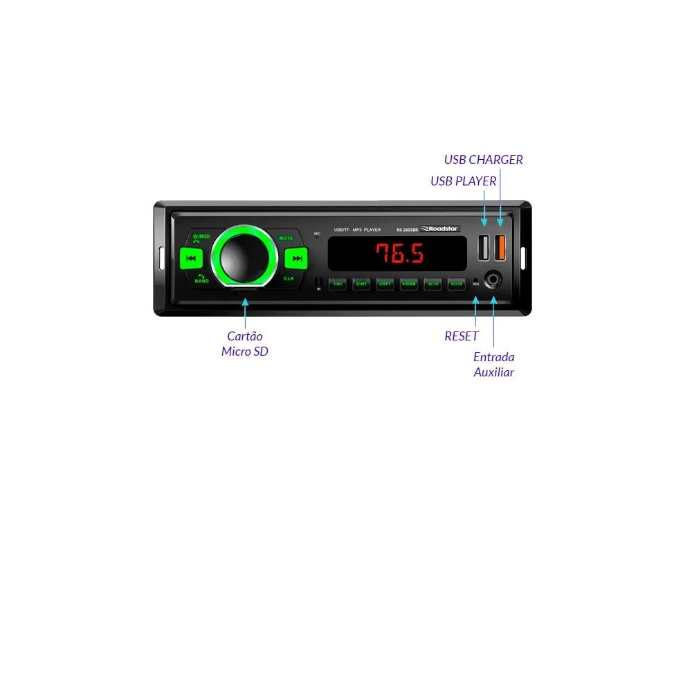 Auto Rádio FM RS-2605BR Plus Roadstar