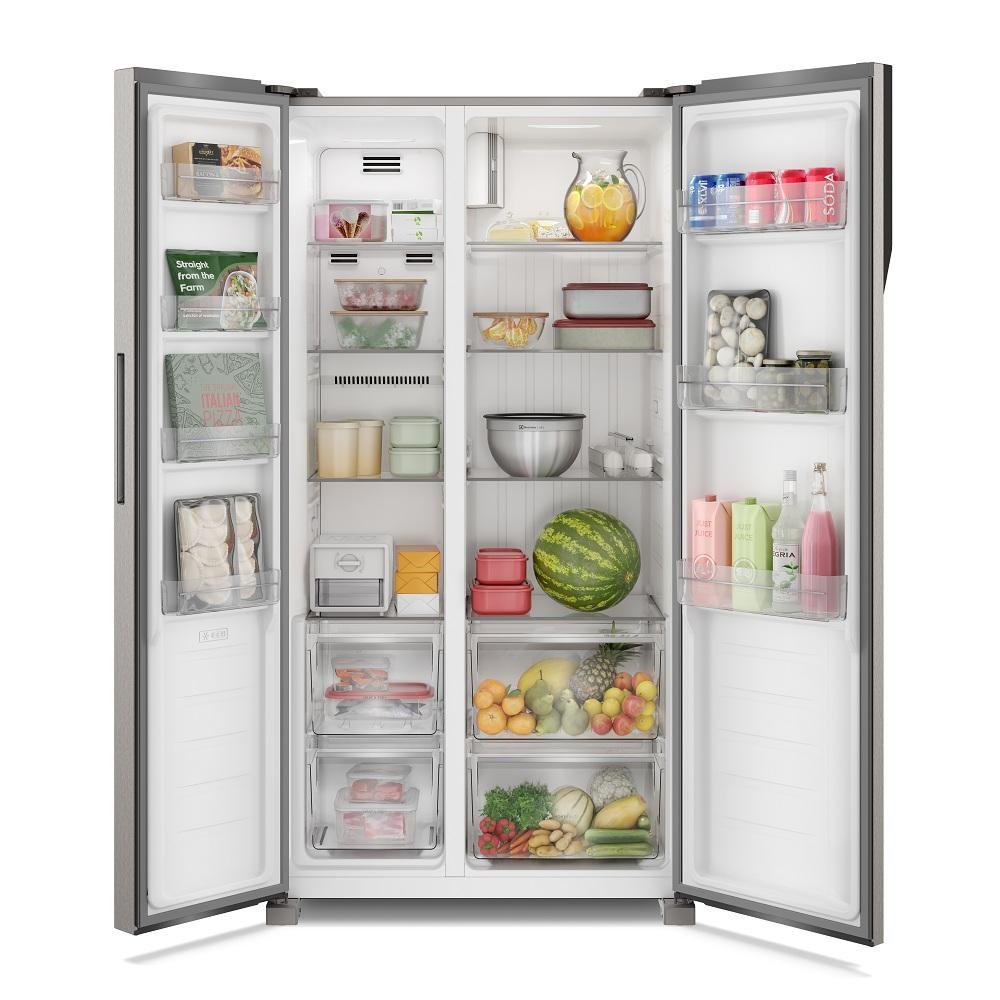 Geladeira Electrolux 435 Litros Side by Side Efficient com AutoSense Inox IS4S 127V