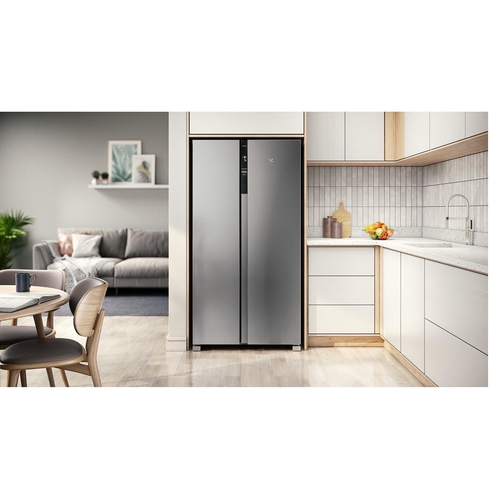 Geladeira Electrolux 435 Litros Side by Side Efficient com AutoSense Inox IS4S 127V