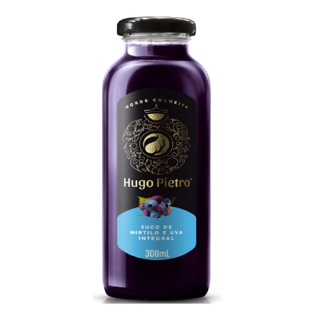 Suco de Mirtilo e Uva Hugo Pietro 300ml Integral Nobre Colheita