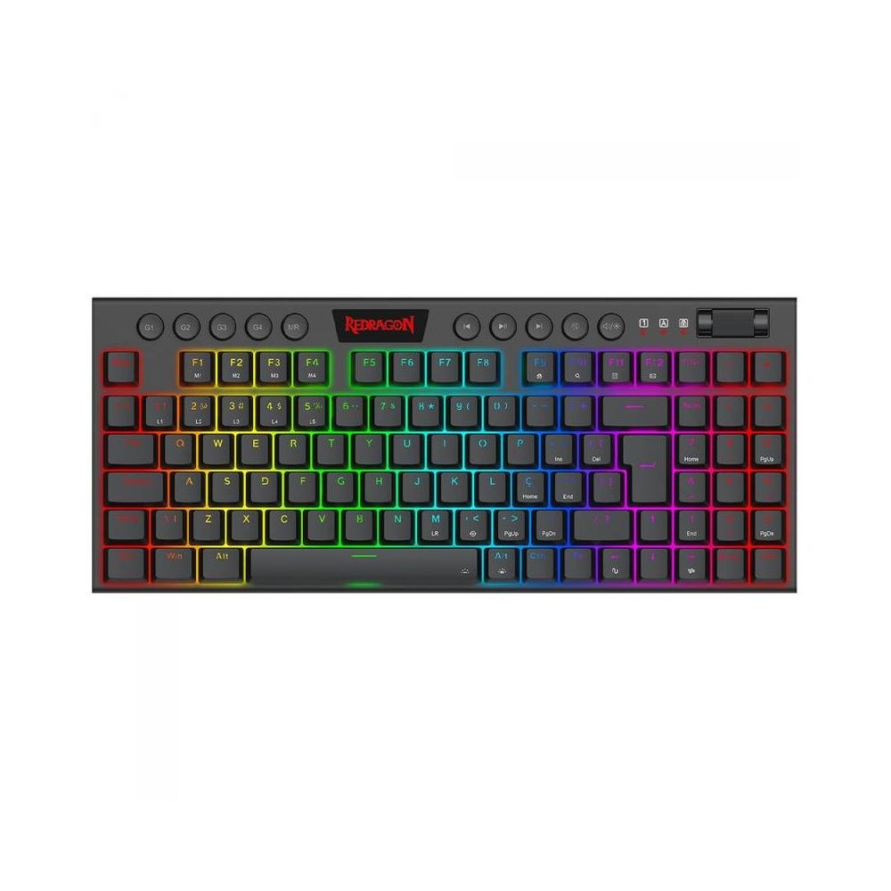 Teclado Mecanico Gamer Redragon Yi, Low-Profile, RGB, Switch Brown, 96%, ABNT2, Black, K625P-KB.