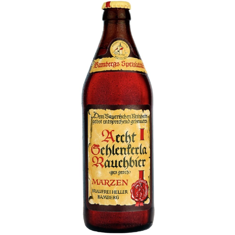 Cerveja defumada Schlenkerla Rauchbier Märzen 500ml fabricada na Alemanha