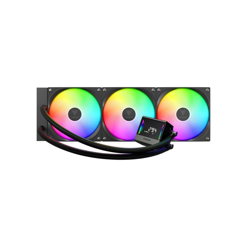 Water Cooler Gamdias Chione E4-420, ARGB, 420mm, Display Digital, Intel-AMD, PWM, Preto - CHIONE E4-420.