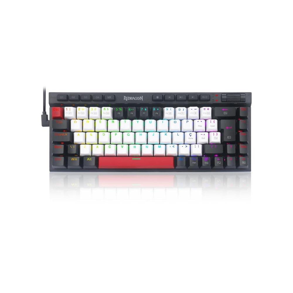 Teclado Mecanico Gamer Redragon Magic-Wand, Compacto, RGB, Switch Brown, ABNT2, Branco, Preto e Vermelho - K635WBR-RGB.