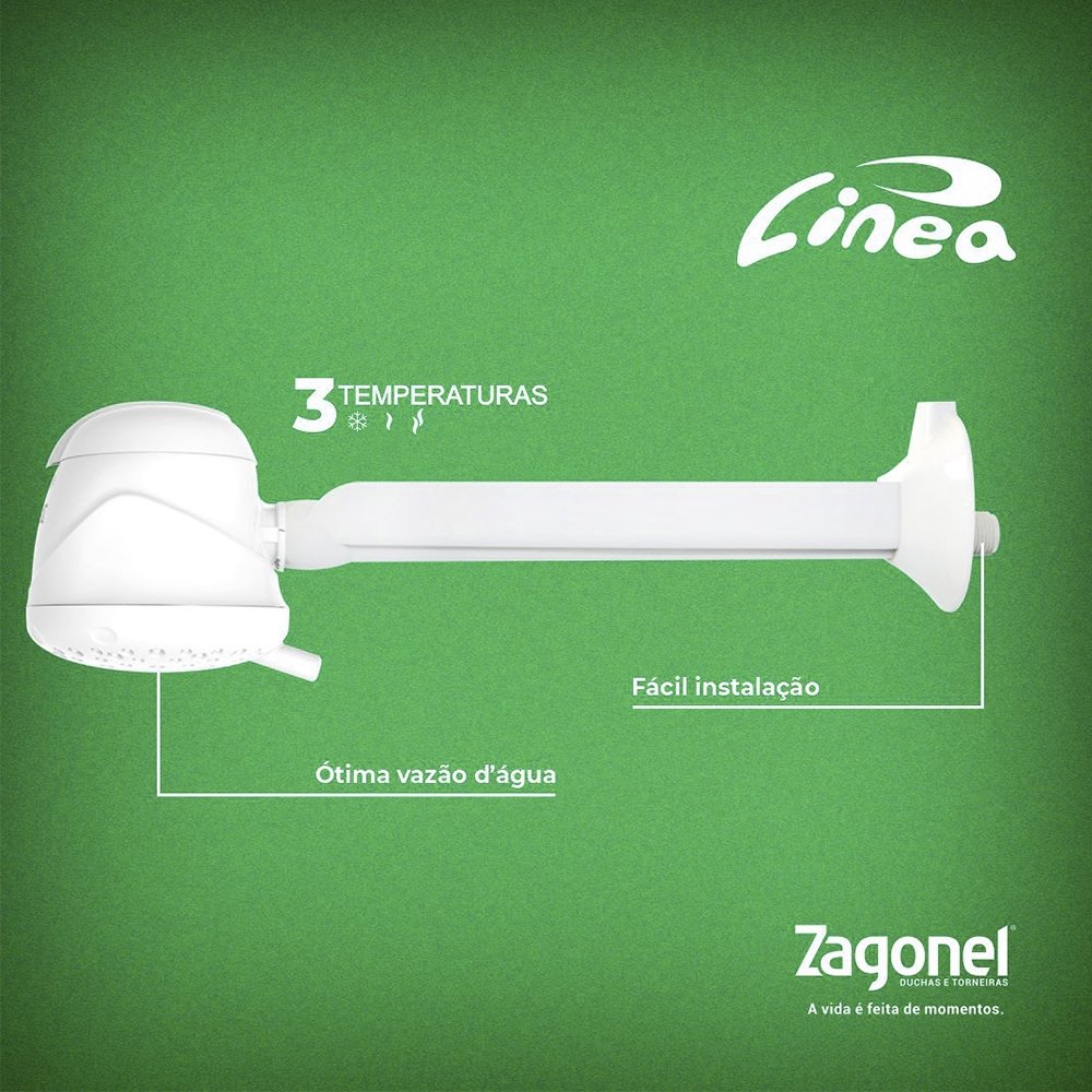 Chuveiro Ducha Zagonel Ballerina 3 Temperaturas 220V 5350W Branco