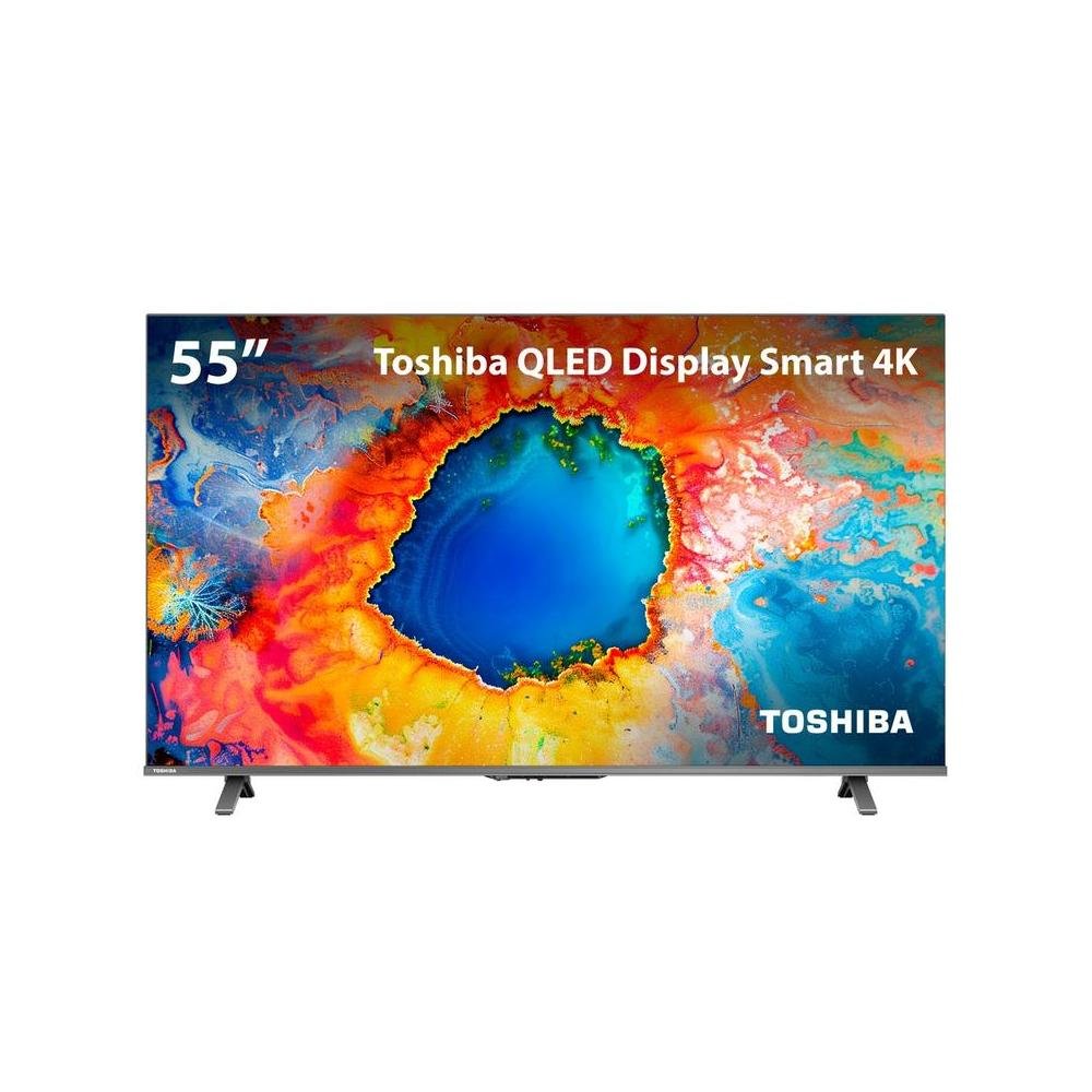 TV QLED 55 Toshiba Smart 4K 55C450NS VIDAA 3 HDMI 2 USB Wi-Fi Assistente de Voz Modo Arte - TB035M.