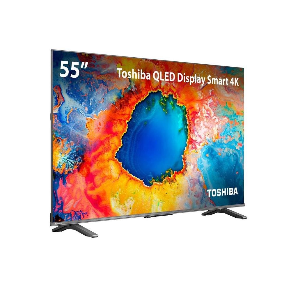 TV QLED 55 Toshiba Smart 4K 55C450NS VIDAA 3 HDMI 2 USB Wi-Fi Assistente de Voz Modo Arte - TB035M.