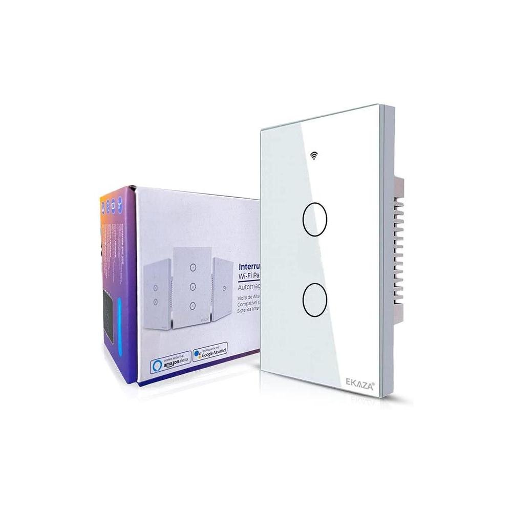 Interruptor Inteligente Ekaza 2 Botoes Wi-Fi Branco (Eknh-T107-2w).