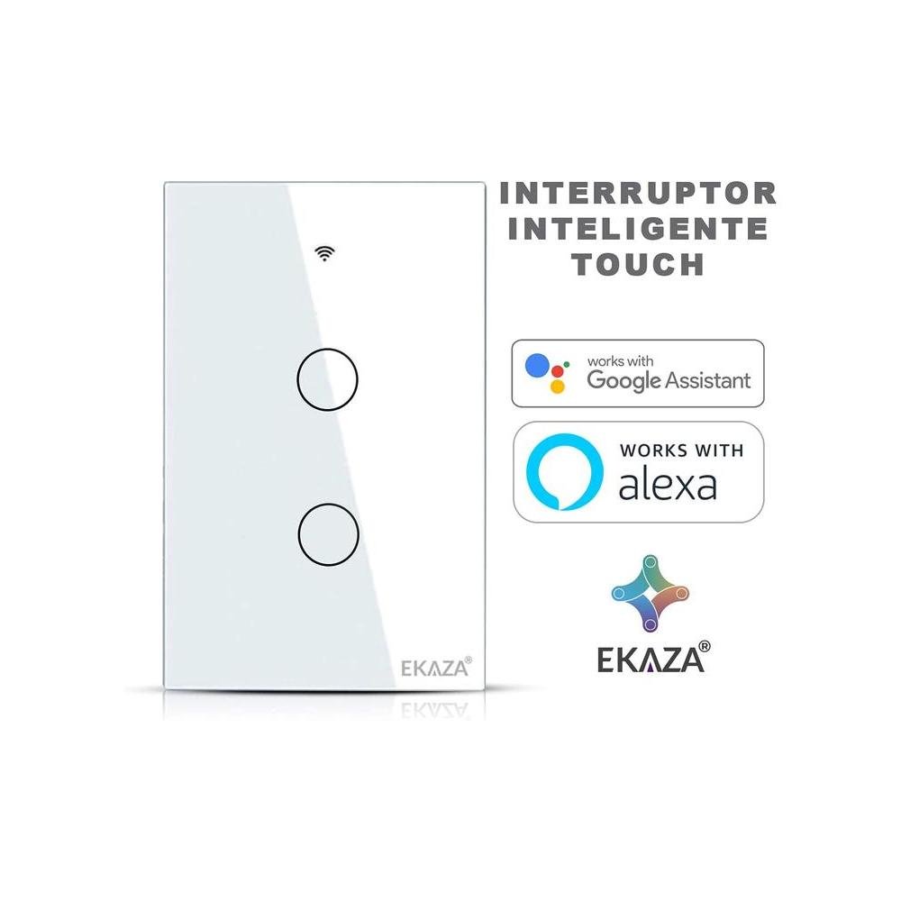 Interruptor Inteligente Ekaza 2 Botoes Wi-Fi Branco (Eknh-T107-2w).