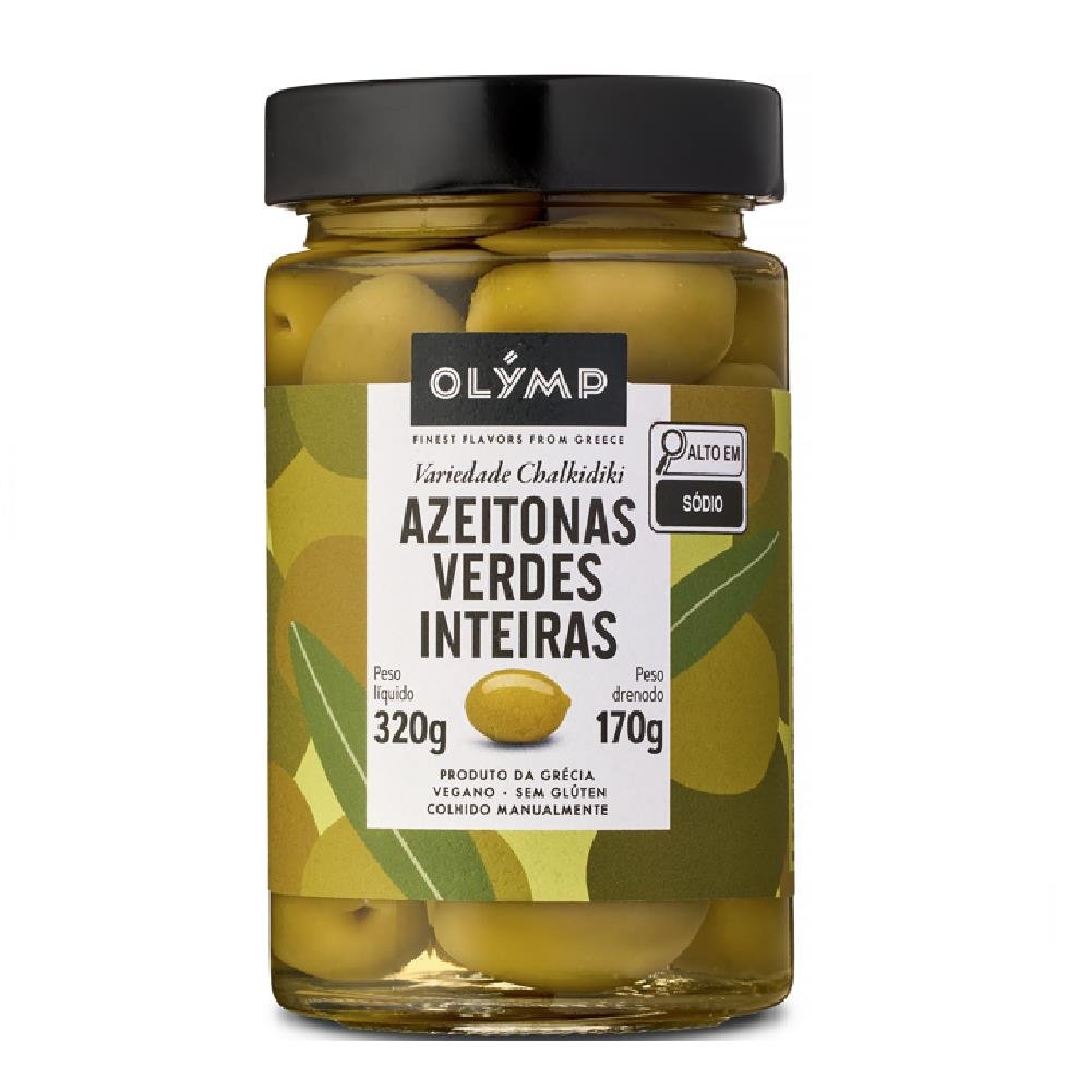 Azeitonas Verdes Inteiras com Caroço Olymp tamanho mamute 170g