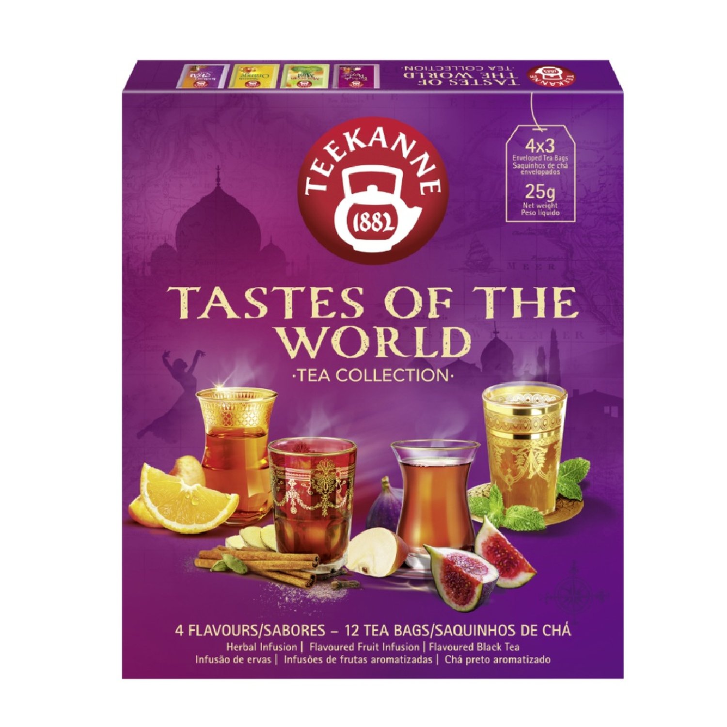 Coleção De Chás Com 4 Sabores Tastes Of The World Teekanne 25G - 12 Saquinhos