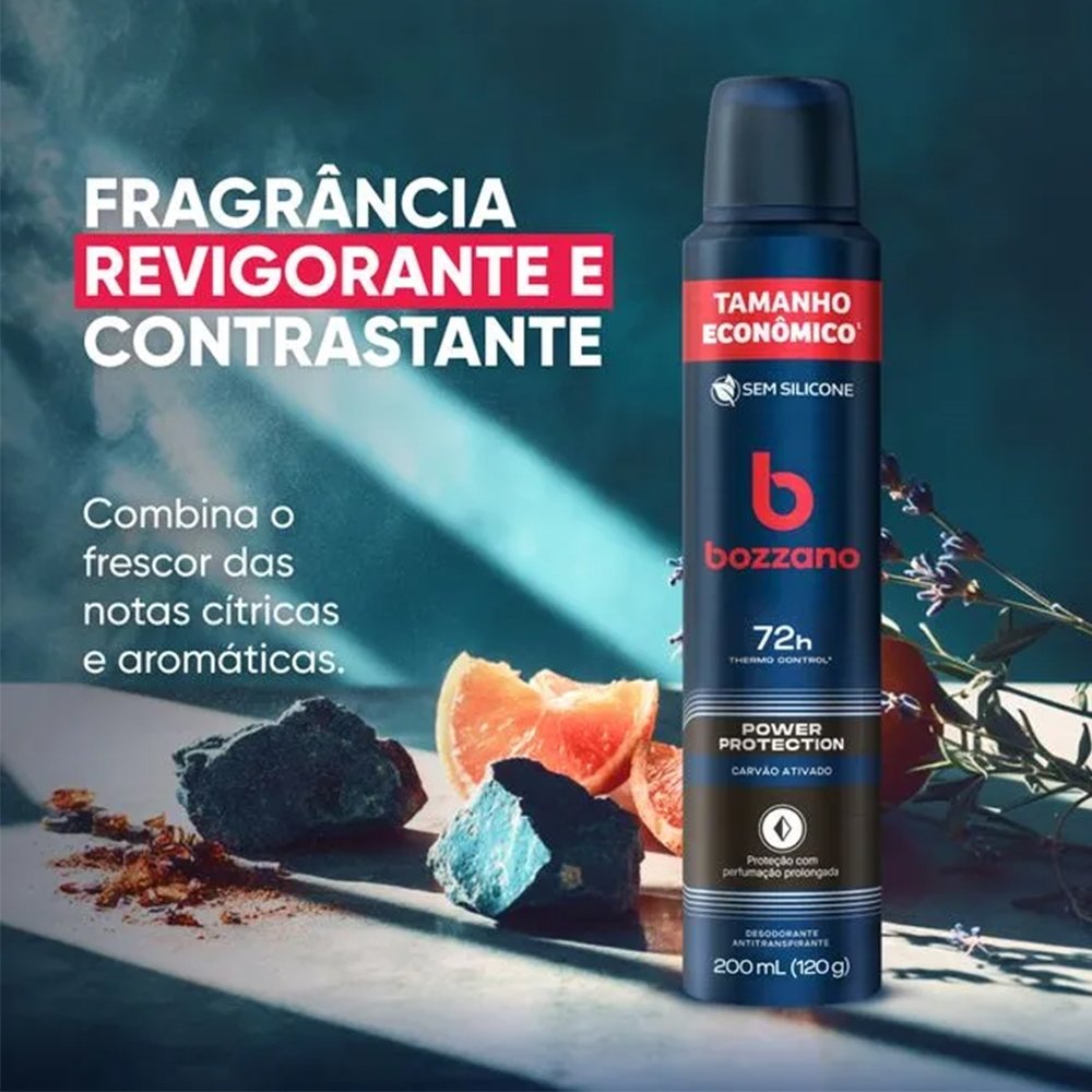 Desodorante Bozzano Aerossol Carvão Ativado Tamanho Econômico 200ml