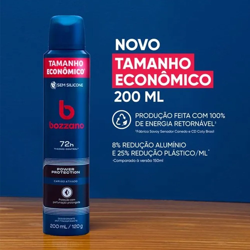 Desodorante Bozzano Aerossol Carvão Ativado Tamanho Econômico 200ml