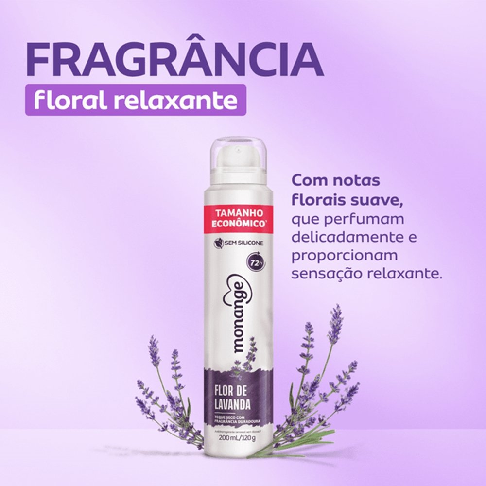 Desodorante Monange Aerossol Flor De Lavanda Tamanho Econômico 200ml