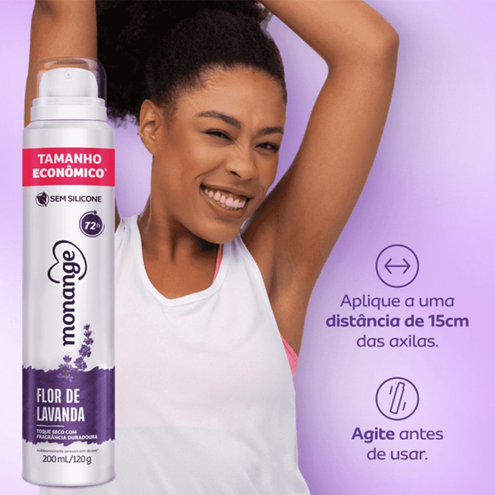 Desodorante Monange Aerossol Flor De Lavanda Tamanho Econômico 200ml