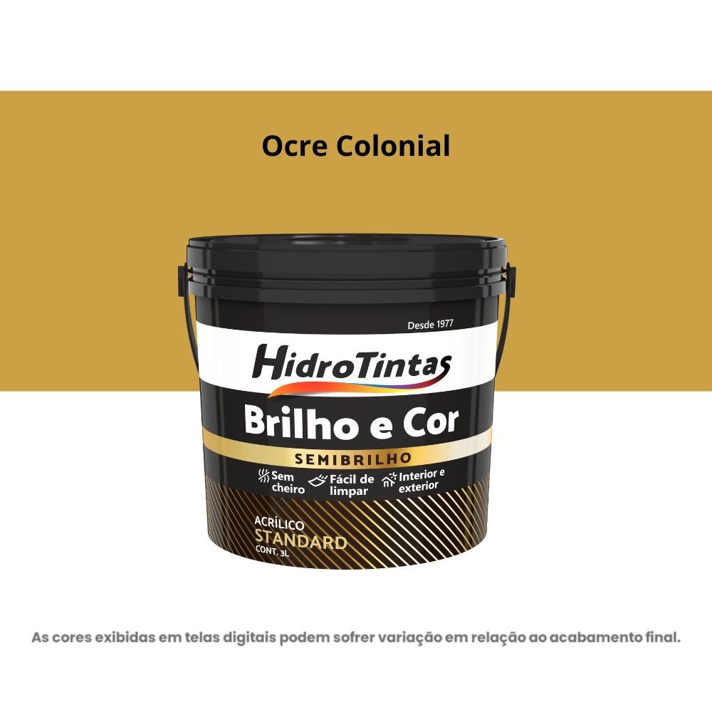 Tinta Acrílica Standard Semibrilho 3l Brilho E Cor Ocre Colonial Hidrotintas