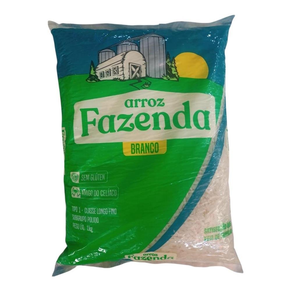 Arroz Fazenda Branco Tipo 1 1KG - FARDO 30 UNIDADES