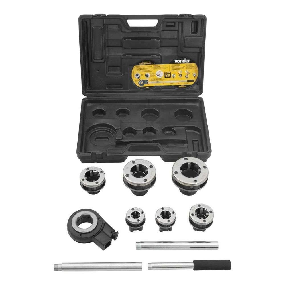 Jogo De Tarraxa Manual Bspt Para Canos Metálicos 10 Peças 1/2" A 2" Vonder