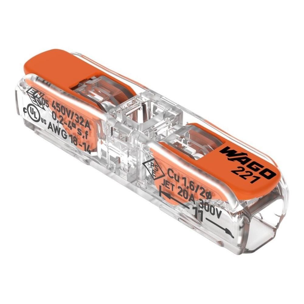 Conector De Emenda 2 Pólos Cabo Até 6mm 41a 450v 221-612/k000-0003 3 Peças Wago