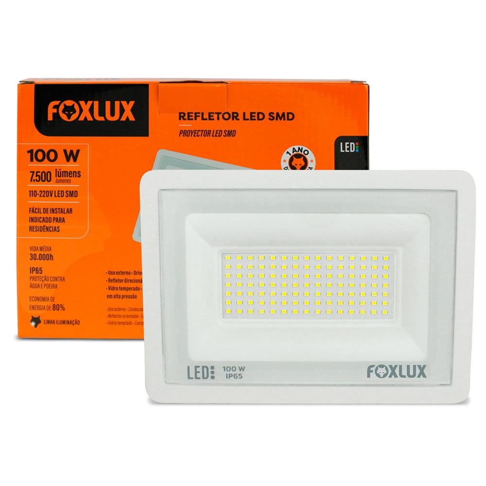 Refletor Led 100W 6500K Branco Bivolt Foxlux