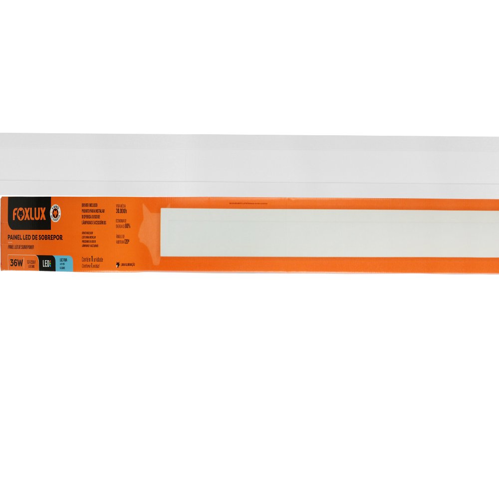 Painel LED 120x10 Retangular Branco Embutir 36W 6500k Foxlux
