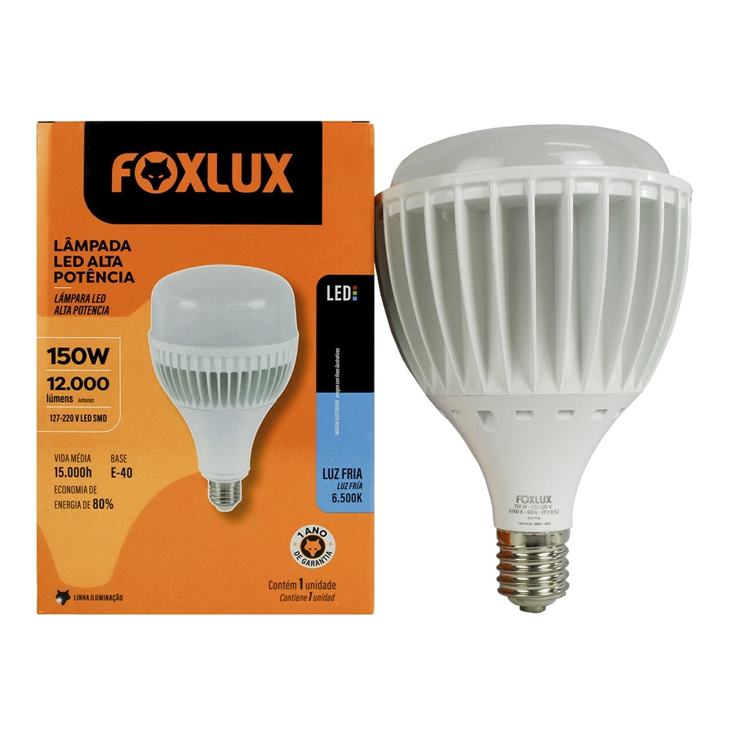 Lâmpada Led Foxlux Alta Potência 150W 6,5K E40