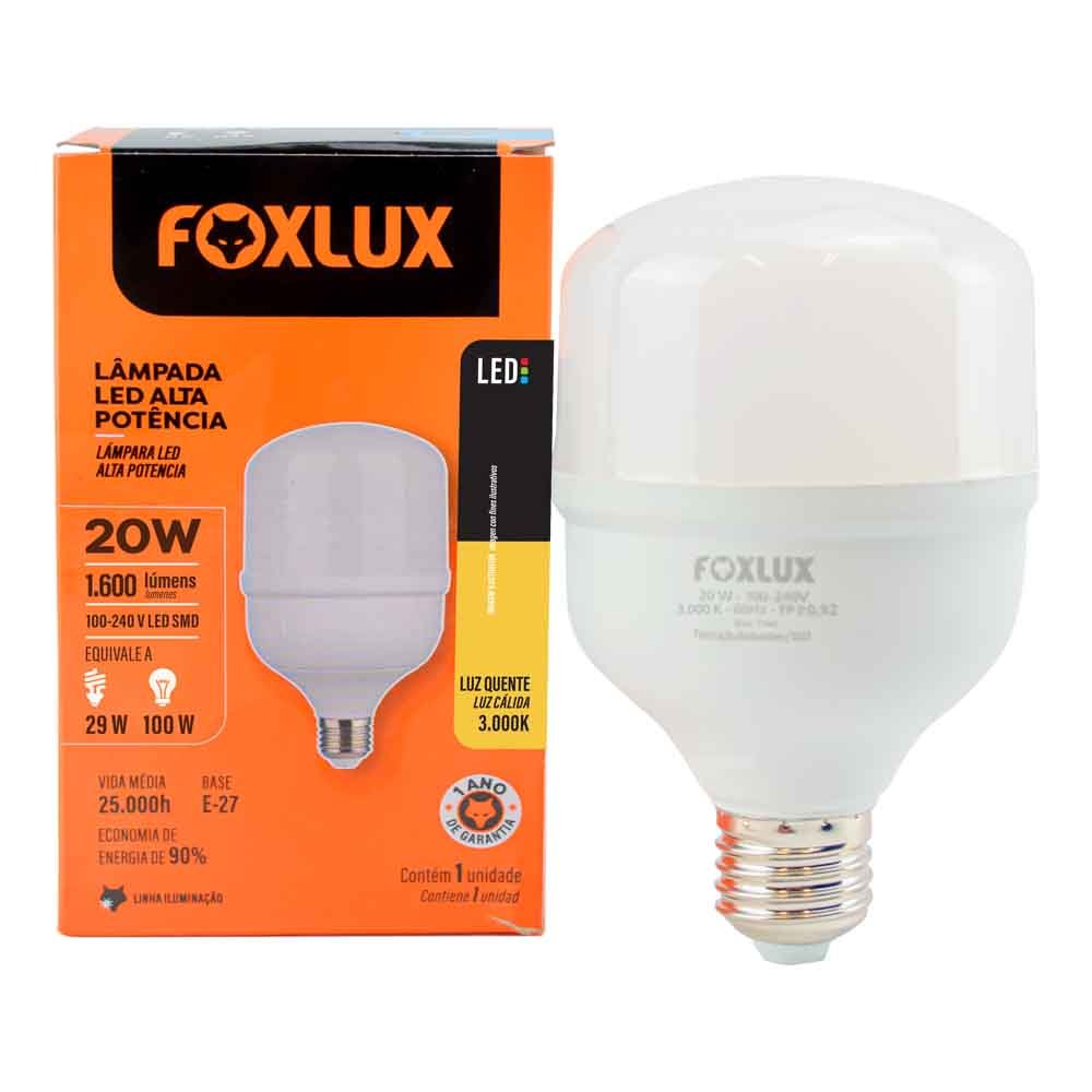 Lâmpada Led Alta Potência 20w 3000k E-27 Bivolt Foxlux